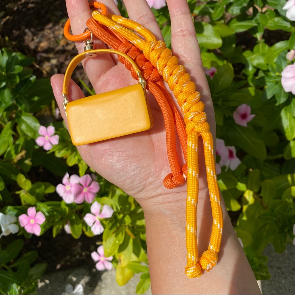 New Coach Yellow Mini Tabby Bag Charm with Rope Tassels Keychain - Picture 6 of 9